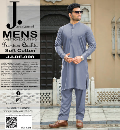 ✨ Junaid Jamshed Men's Unstitched Soft Cotton Suiting ✨