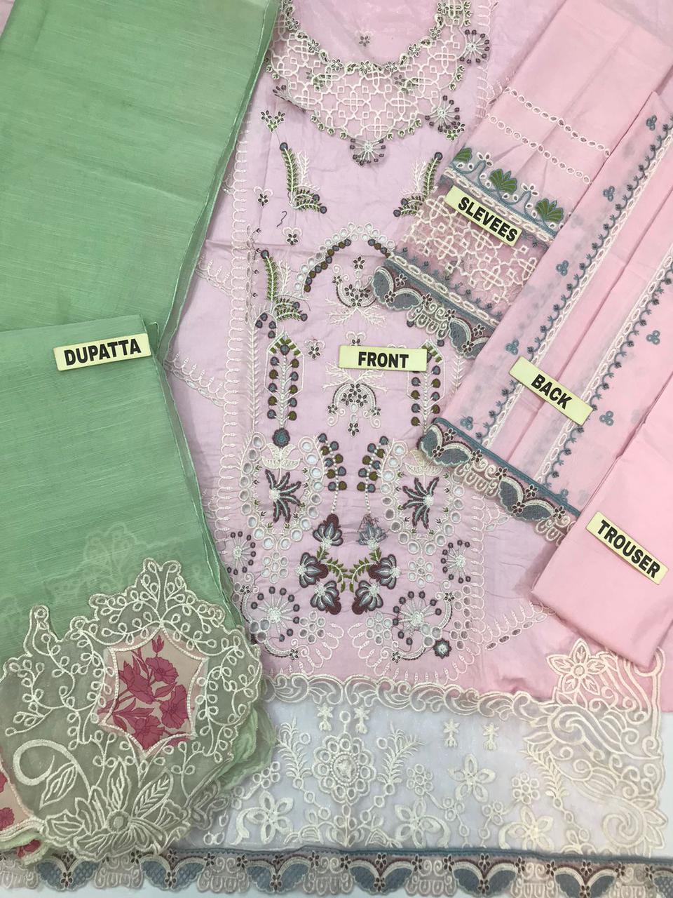 🌸 Charming Pastel Pink &amp; Mint Green Embroidered Ensemble 🌸